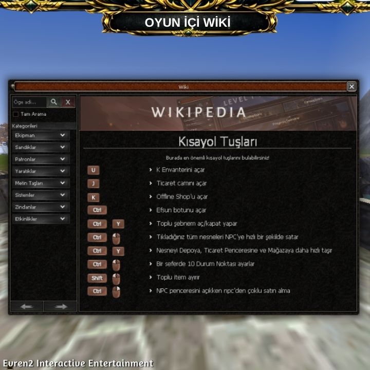 Evren2 Oyun İçi Wiki H Tuşu